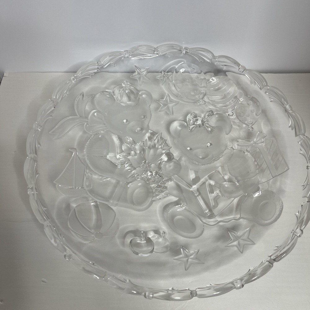 Mikasa Crystal Party Bears Round Hostess Platter 15"